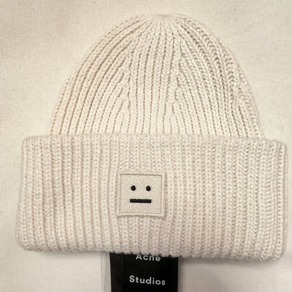 Acne Studios Pansy-N-Face Wool Ribbed Knit Beanie